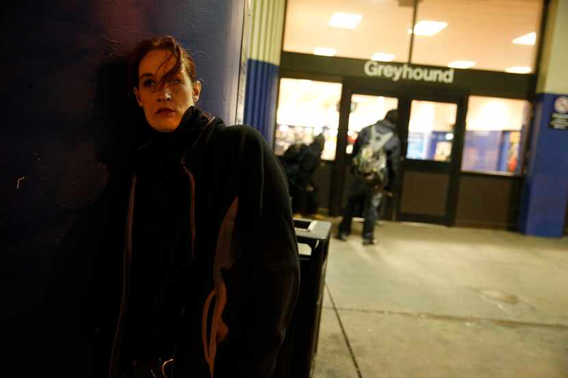 Carol Blevins outside a Denver, Colo., Greyhound bus station Feb. 10, 2016.