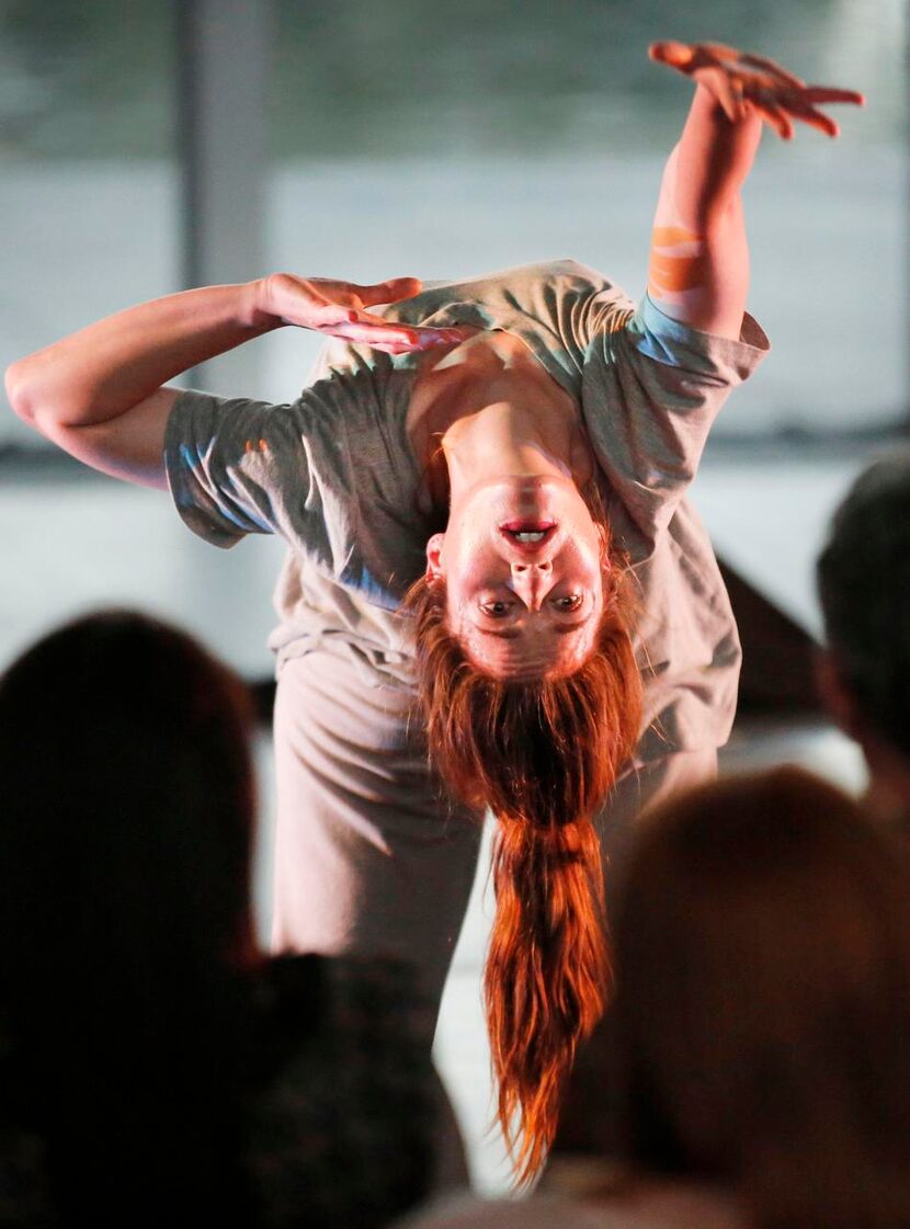 
 Jessica Thomas changes perspective during her performance for Contemporary Dance/Fort Worth.
