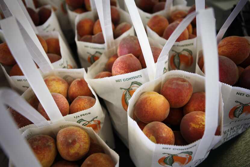 Just-picked peaches for sale at Ham Orchard