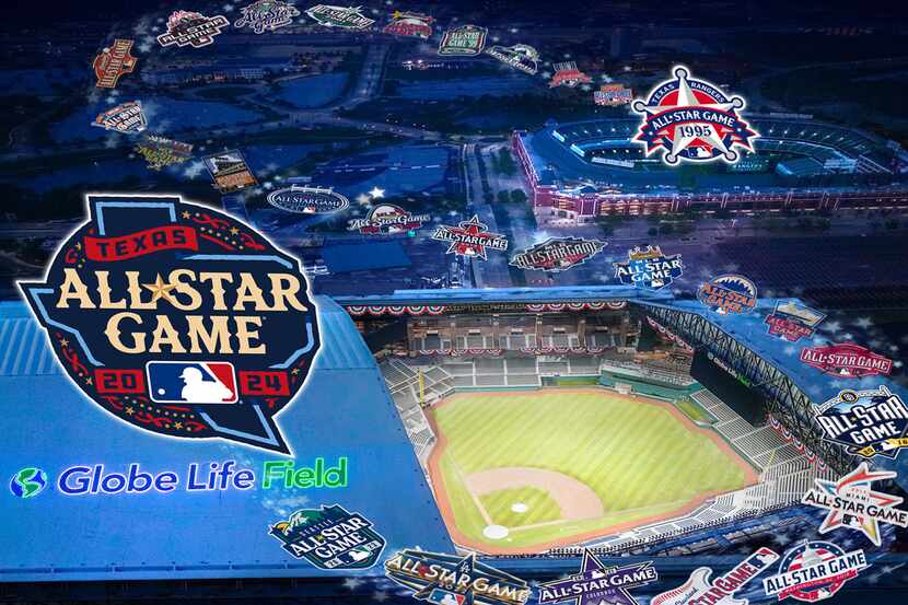 This image contains every MLB All-Star logo in sequence since the '95 game at the Ballpark...