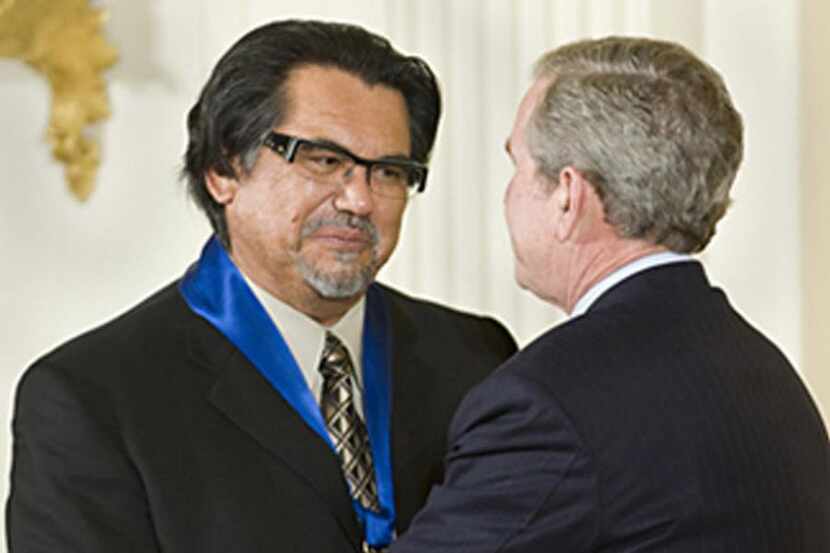  President George W. Bush presents the National Medal of Arts to Moroles during a 2008...