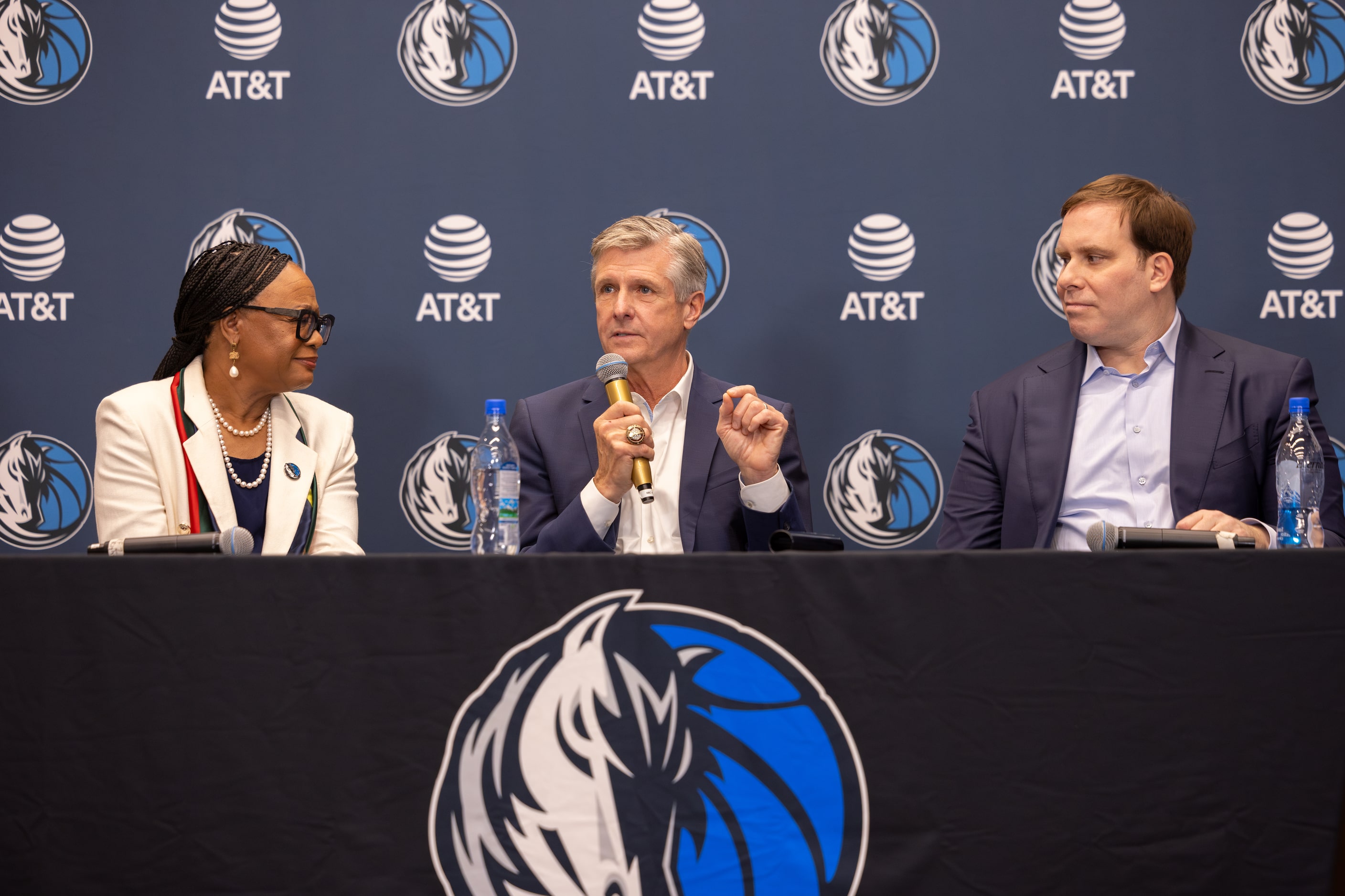 NBA Executive Rick Welts, Dallas Mavericks Chief Executive Officer Cynt Marshall and Dallas...