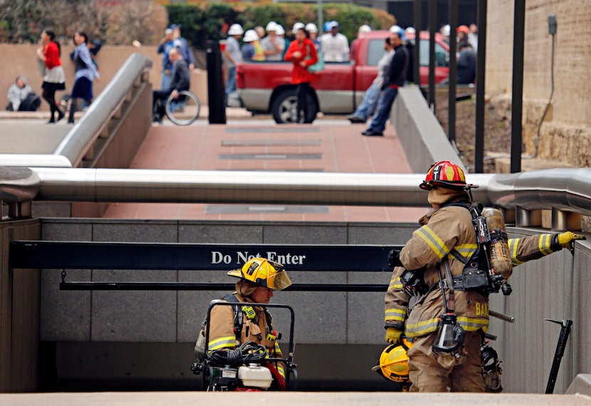 Dallas Fire Rescue responded to the two-alarm fire outside an entrance to the Thanksgiving...