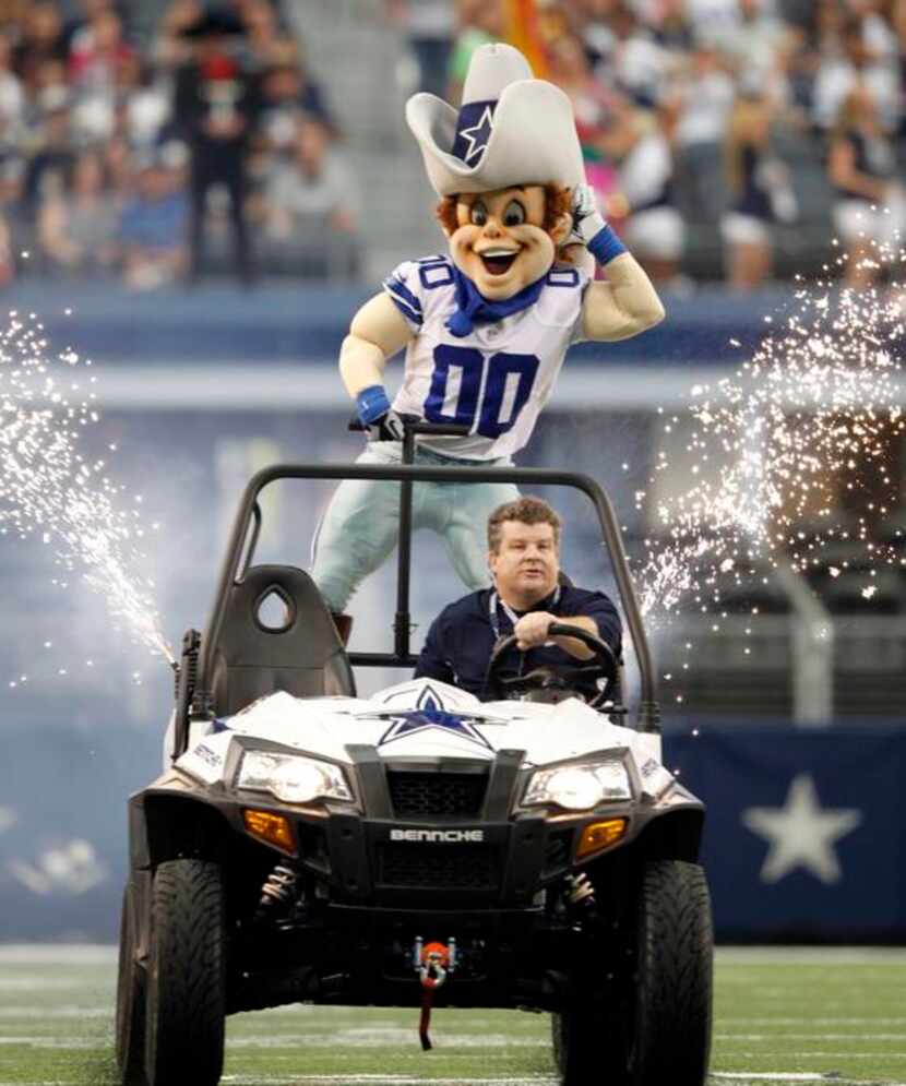 
Dallas Cowboys mascot Rowdy will sign autographs before the game against the Denver Broncos...