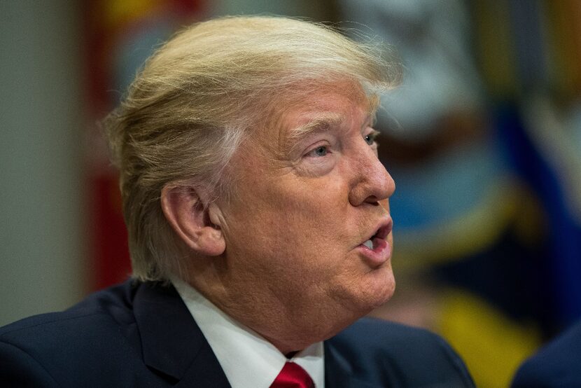 U.S. President Donald Trump, speaks during a meeting with Senate and House legislators in...