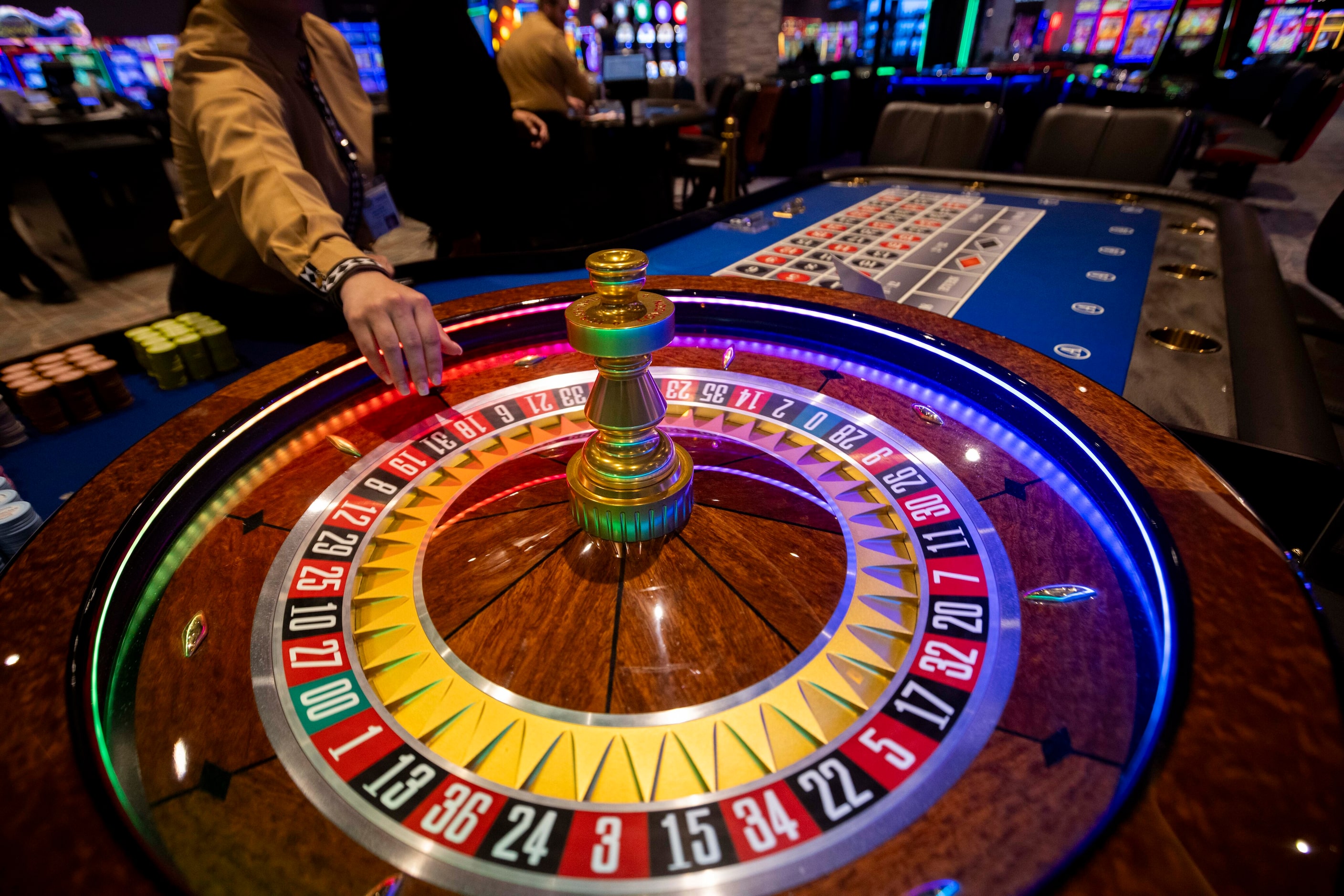 A roulette wheel at Choctaw Landing on Wednesday, April 24, 2024, in Hochatown. The $238...