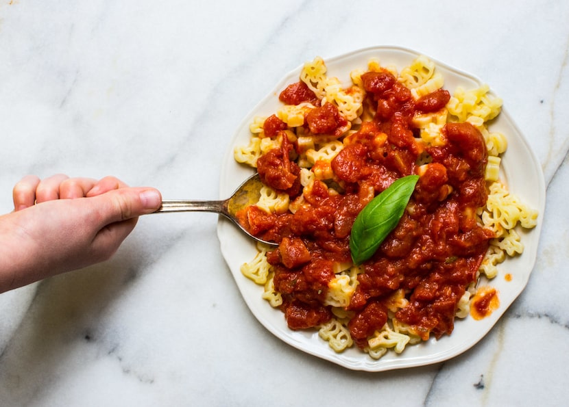 Basic Tomato Sauce on kids' pasta 