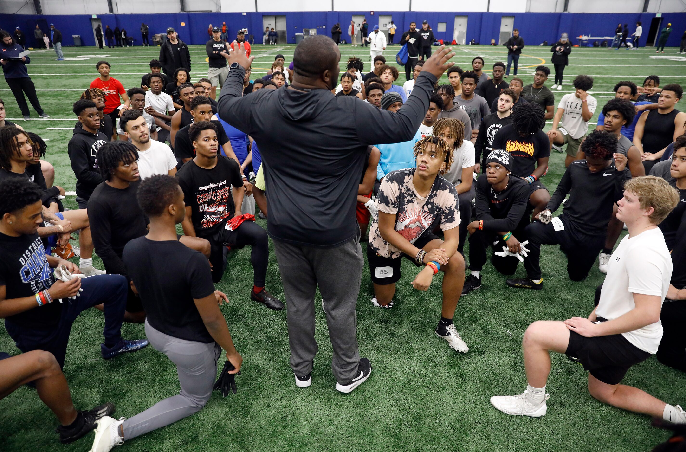 North Crowley High School head football coach Ray Gates gathered unsigned senior football...