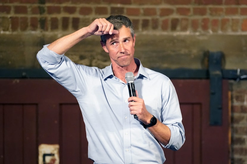 Beto O'Rourke, Texas Democratic gubernatorial candidate, addresses supporters at his...