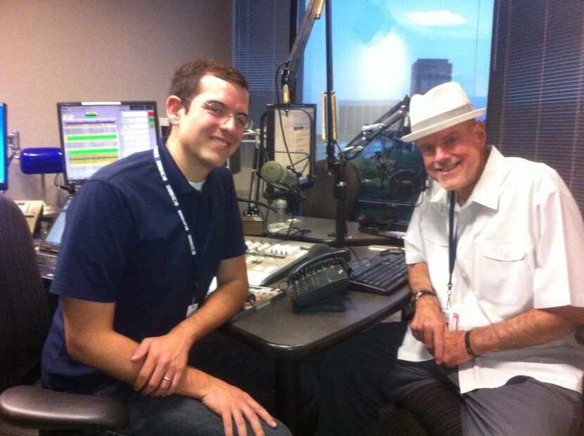 Ted (left) and Roger Emrich at KRLD-AM (1080) in 2013