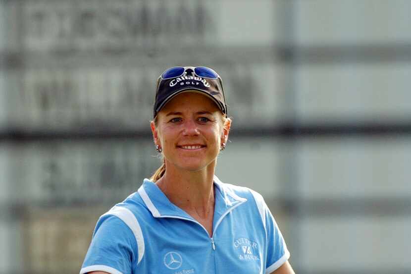 In this May 23, 2003, file photo, Annika Sorenstam acknowledges the gallery after completing...
