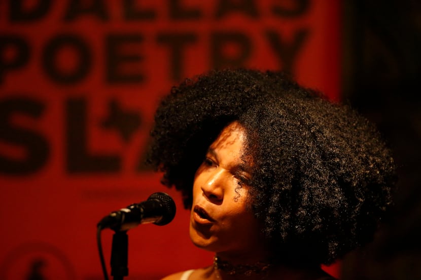 Melania-Luisa Marte performed during an open mic poetry night organized by the Dallas Poetry...