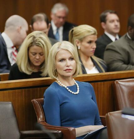 Dallas County District Attorney Susan Hawk sits in the courtroom before a hearing on whether...