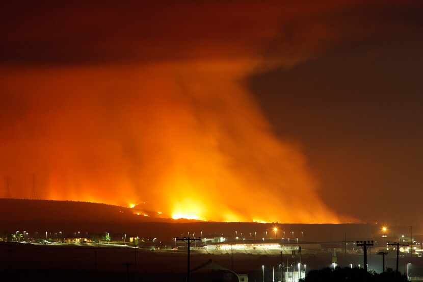 CAMP PENDLETON, CA - MAY 16:  The Las Pulgas Fire lights the night on May 16, 2014 at Camp...