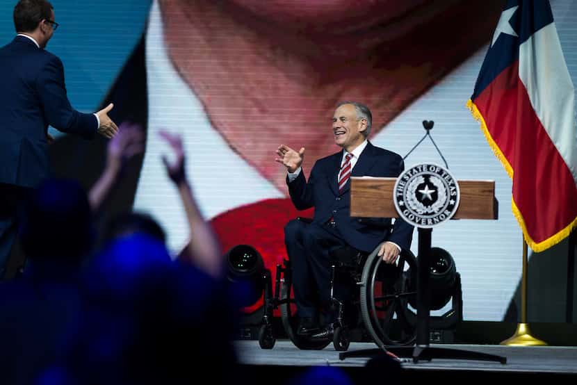 Texas Gov. Greg Abbott takes the stage to address the NRA-ILA Leadership Forum at the Kay...