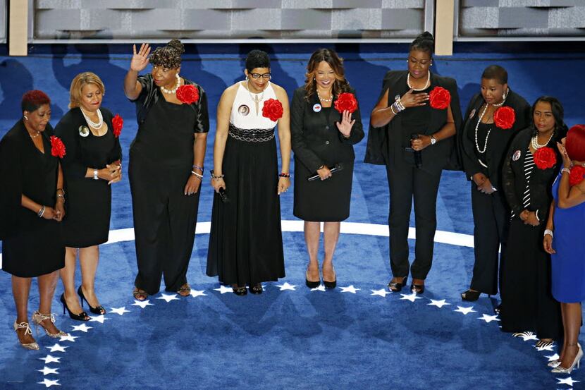 Mothers who have lost children to gun violence, part of the Mothers of the Movement group,...