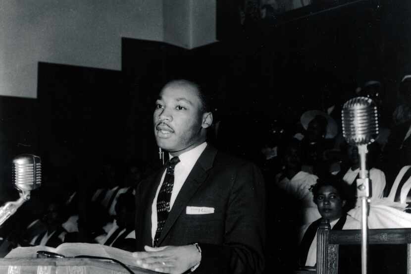Martin Luther King Jr. speaks at the Good Street Baptist Church in Dallas in 1956.