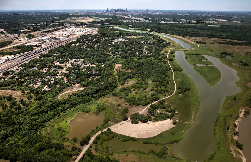 An overhead view of the Joppa neighborhood in 2020, showing the community hemmed in by...