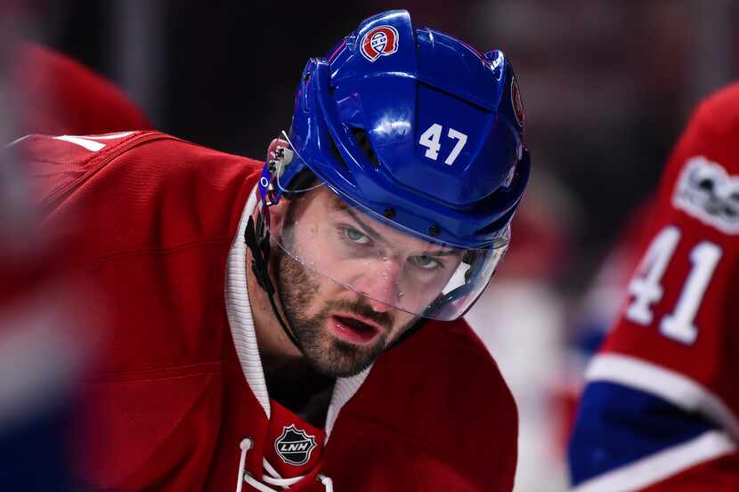 MONTREAL, QC - FEBRUARY 18:  Alexander Radulov #47 of the Montreal Canadiens looks on during...