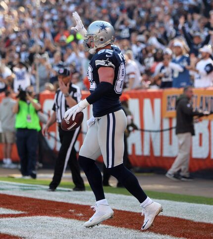 Dallas Cowboys tight end Jason Witten (82) celebrates after making a touchdown during the...