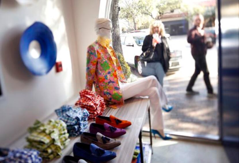 
A display draws attention to Hadleigh’s boutique at Highland Park Village, the closest...