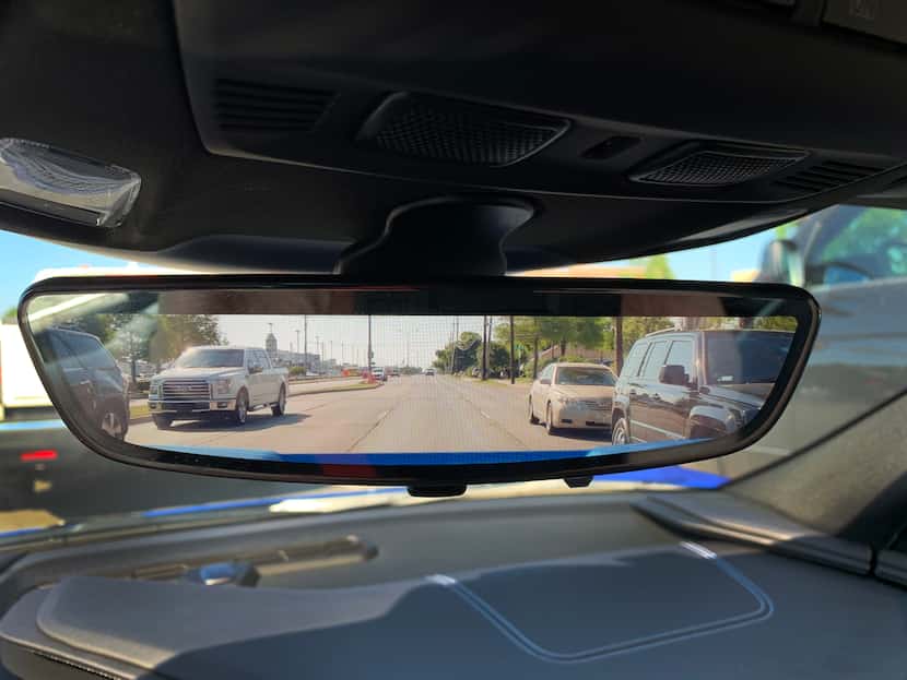The rear camera mirror of the 2020 Chevrolet Corvette C8 Stingray gives an unobstructed view...