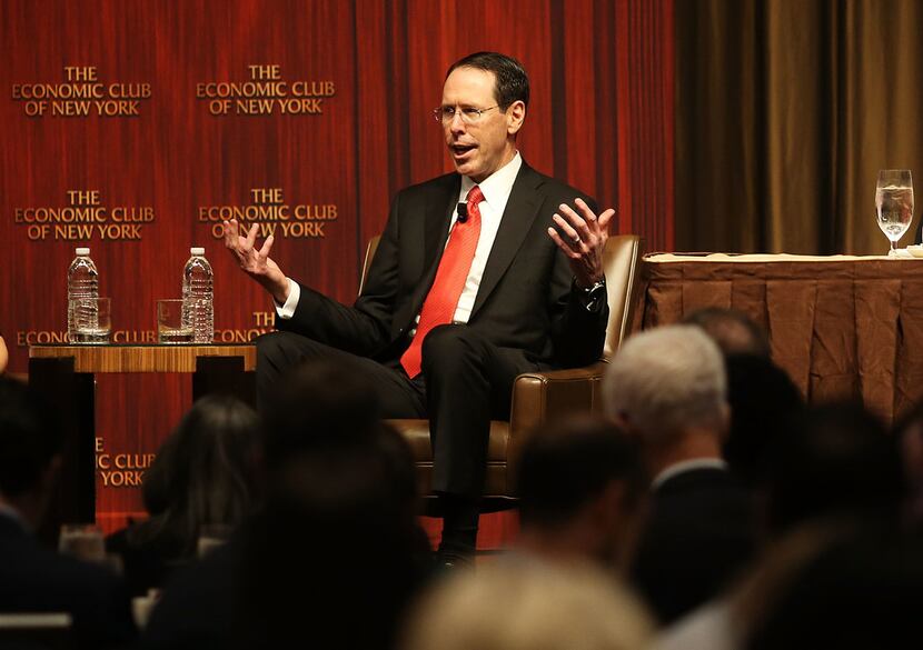 AT&T CEO Randall Stephenson speaks at an Economic Club of New York luncheon Nov. 29. The...