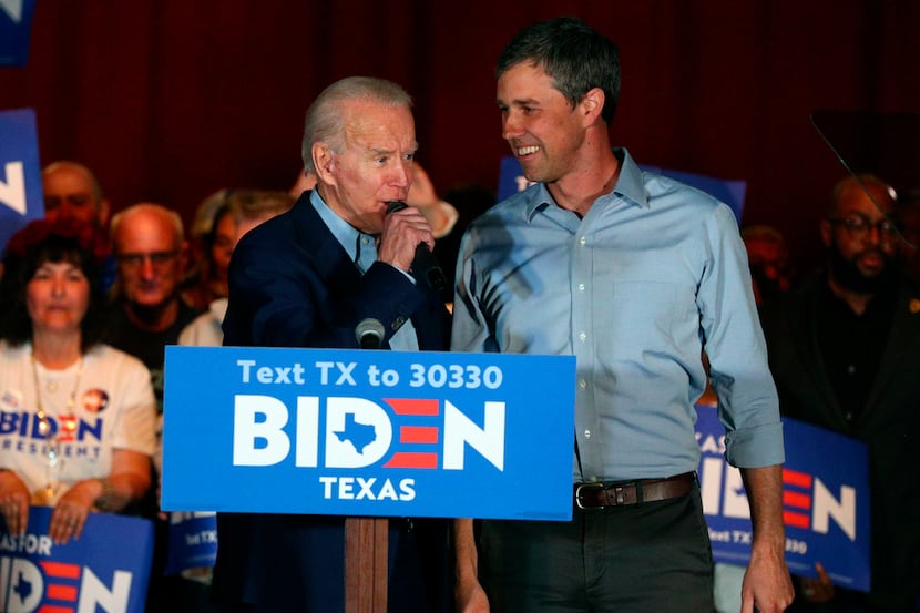 Former Vice President Joe Biden speaks after former El Paso Rep. Beto O'Rourke endorsed him...