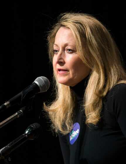 Lynn McBee, candidate for Dallas mayor, answers a question during the Dallas Mayoral...