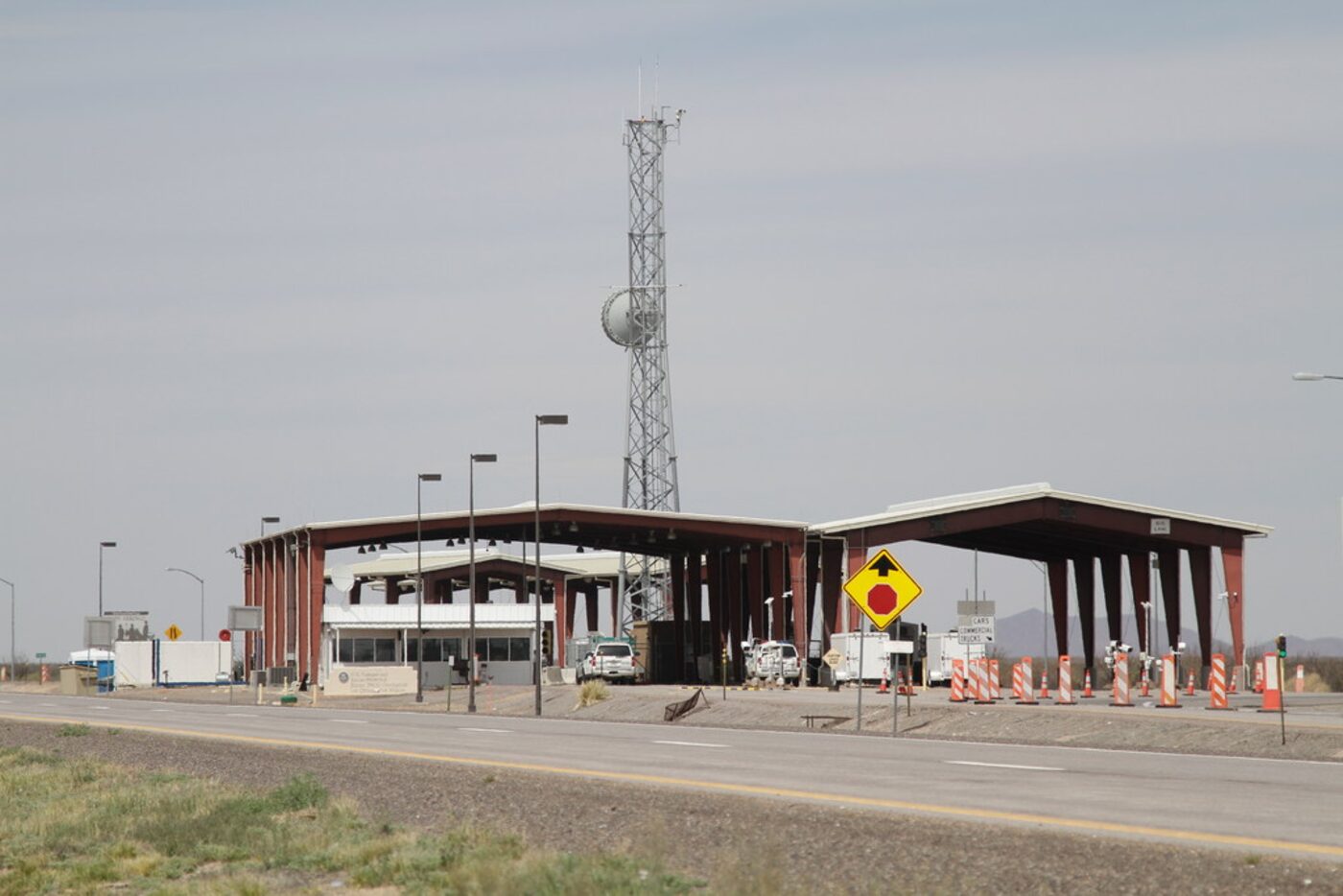 This Tuesday, March 26, 2019, photo shows a border patrol checkpoint, north of Las Cruces,...