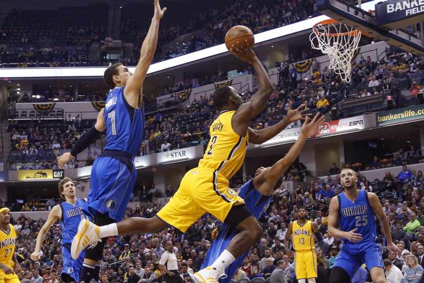 Dec 16, 2015; Indianapolis, IN, USA; Indiana Pacers guard Rodney Stuckey (2) is fouled by...