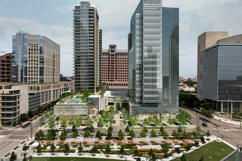 The 2-tower Park District project is at Pearl and Woodall Rodgers Freeway.