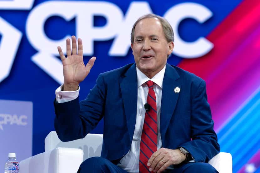 Texas Attorney General Ken Paxton speaks during the Conservative Political Action...