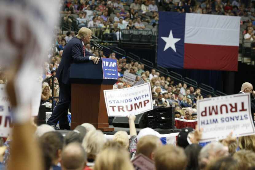 Donald Trump campaigned at American Airlines Center last September. (Nathan Hunsinger/Staff...