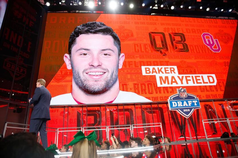 Cleveland Browns pick Baker Mayfield during the first round of the NFL Draft at AT&T Stadium...