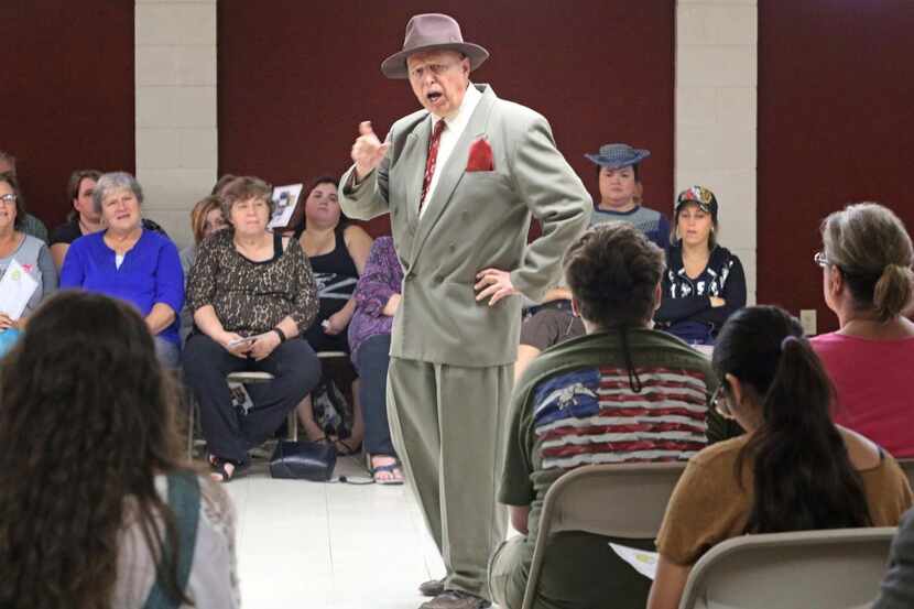 
Mesquite Community Theatre actor Al Wall portrays William Simpson Jobson at Mesquite...