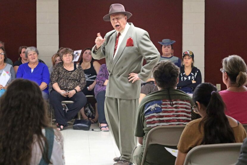 
Mesquite Community Theatre actor Al Wall portrays William Simpson Jobson at Mesquite...