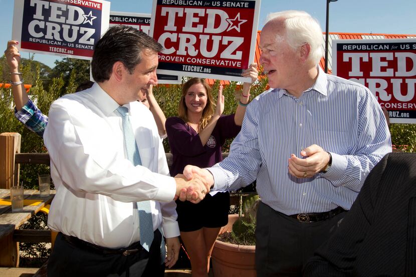 Texas' two U.S. Senators, Ted Cruz (left) and John Cornyn, are staying out of the effort to...