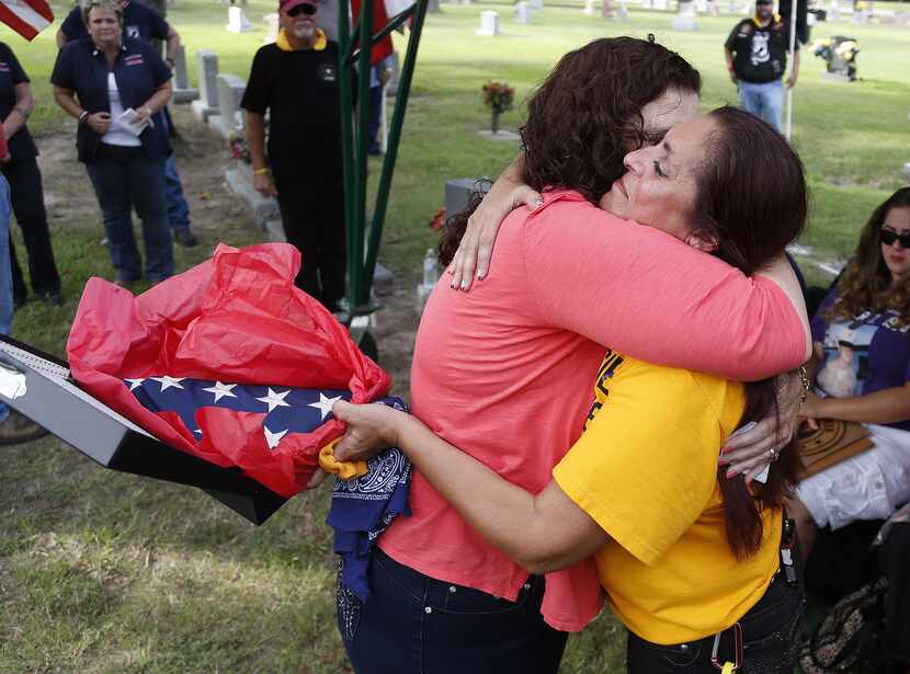 Patsy Maciel, right, the mother of Lance Cpl. Fred Maciel, who died in a helicopter in Iraq...