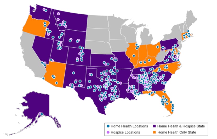 The geographic footprint of Dallas-based Enhabit.