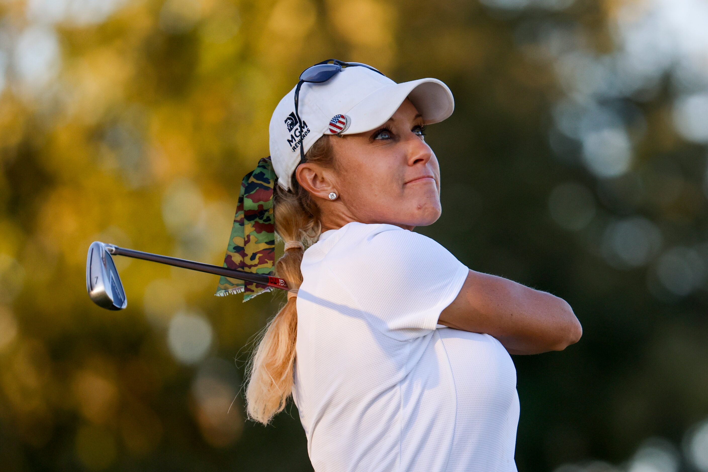 Natalie Gulbis of United States tees off on seventh hole during the first round of The...