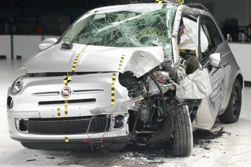 This undated photo provided by the Insurance Institute for Highway Safety shows he Fiat 500...