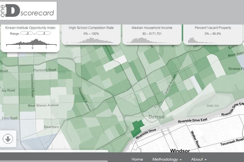 
Screenshot of Datadrivendetroit.org’s One D Scorecard site, which gives viewers scores of...