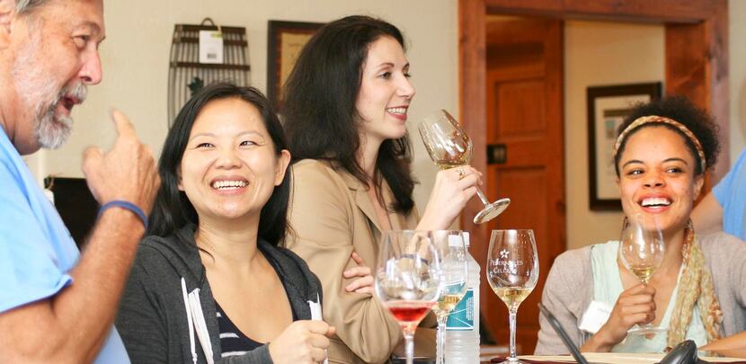 The tasting room  at Pedernales Cellars has a party atmosphere during weekend touring.