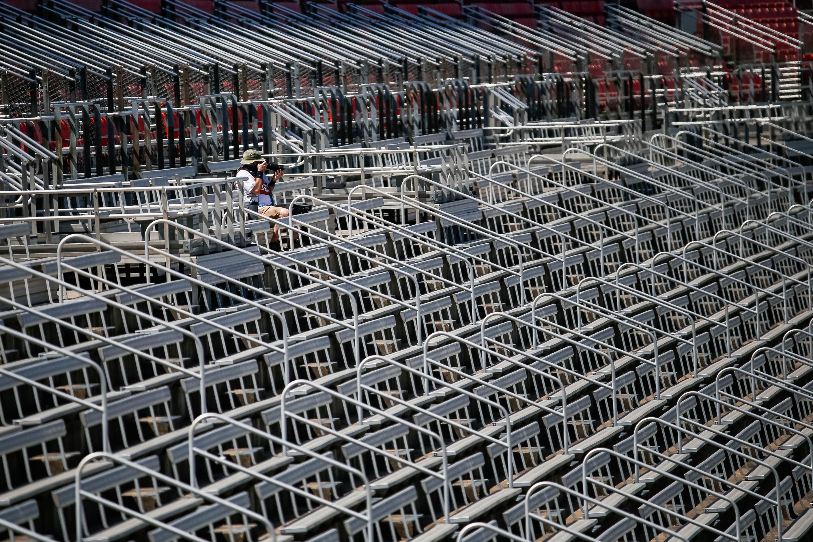 Empty stands during the NASCAR Xfinity My Bariatric Solutions 300 race on July 18, 2020 at...