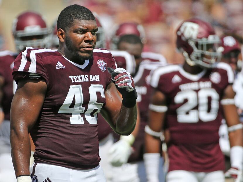 Texas A&M Aggies defensive lineman Landis Durham (46) is pictured during the  Louisiana...