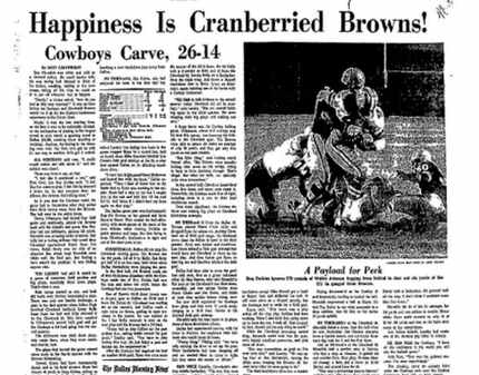 The Dallas Morning News, page 1B, Nov. 25, 1966    Cowboys vs. Browns coverage from...