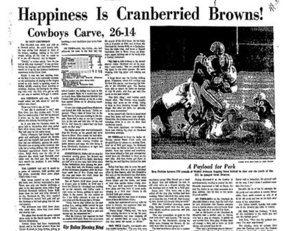 The Dallas Morning News, page 1B, Nov. 25, 1966    Cowboys vs. Browns coverage from...