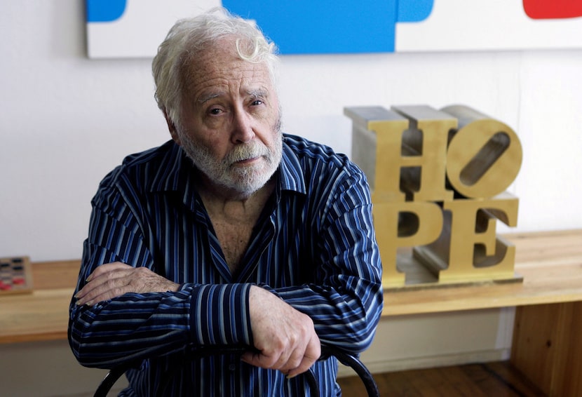 In this Aug. 29, 2009 file photo, artist Robert Indiana poses at his studio in Vinalhaven,...