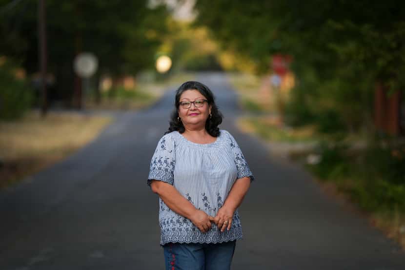 Debbie Solis on Pueblo Street in West Dallas on Wednesday, Aug. 3, 2022, in Dallas.